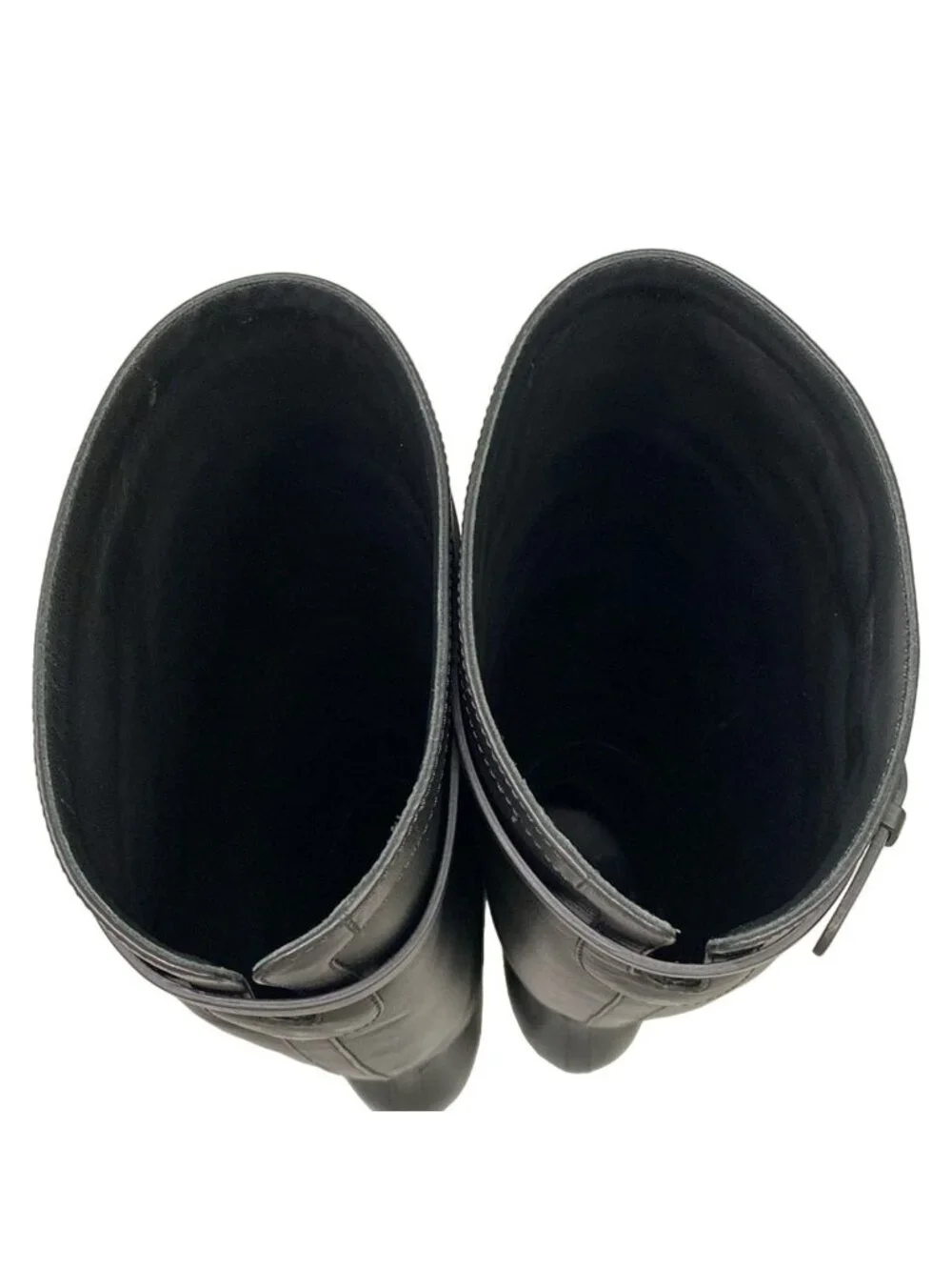 Chanel Long Boots 37.5 C Black CC Logo Leather